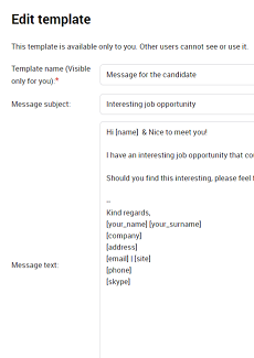 Candidate's message template | Recruitment automation | PersiaHR