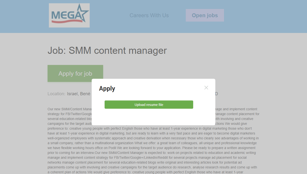 Candidate application | Recruitment automation | PersiaHR
