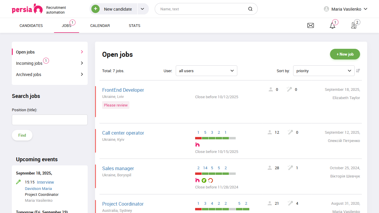 Job request | Recruitment automation | PersiaHR