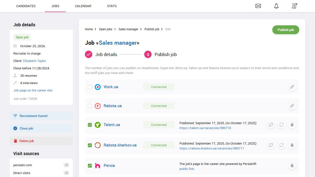 Post jobs on job sites | Recruitment automation | PersiaHR