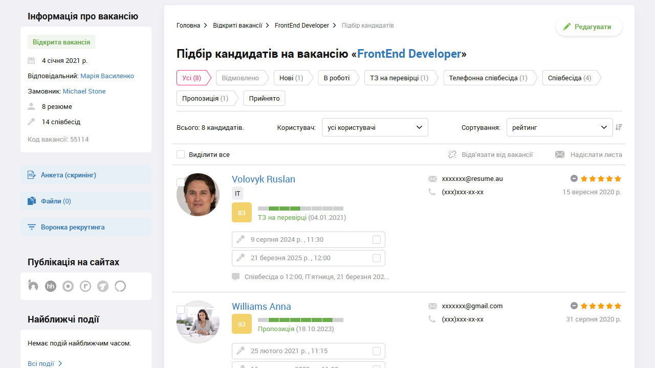 Анкетирование кандидатов | Автоматизація рекрутингу | PersiaHR
